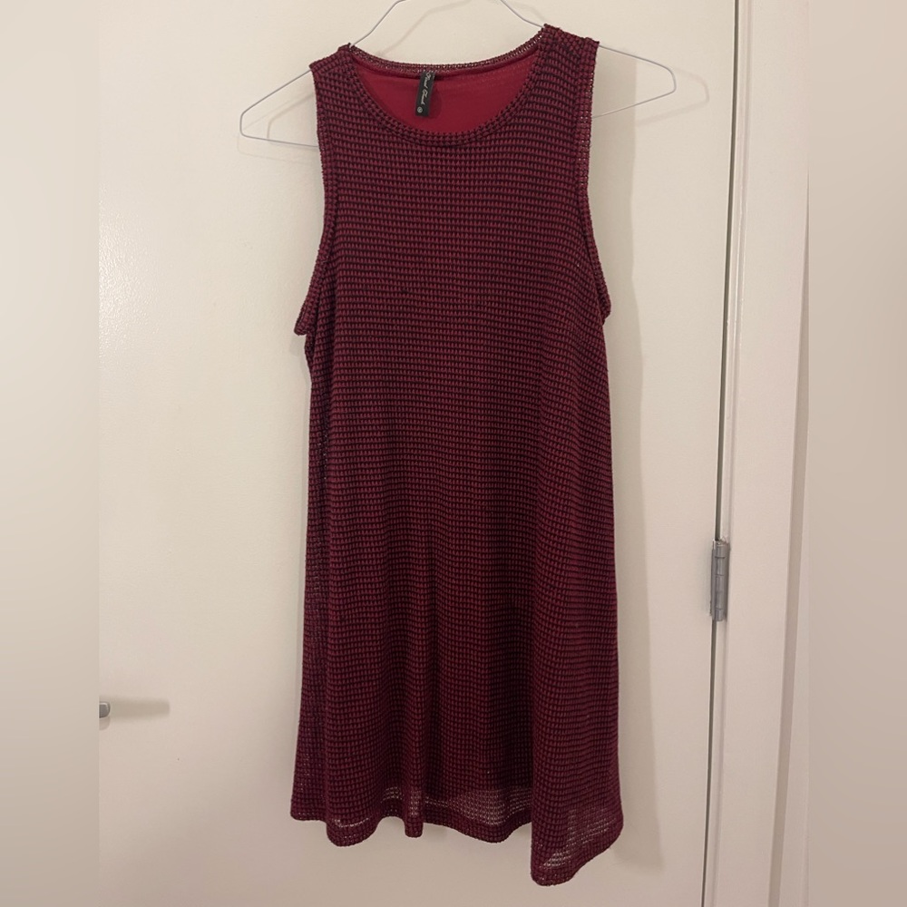 Maroon and Black Plaid Swing Mini Dress